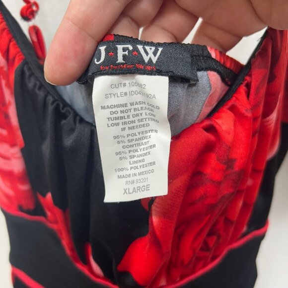 Y2k Red & Black Floral Sleeveless JFW baby-doll Dress Waist Tie - XL whimsigoth - Picture 3 of 9